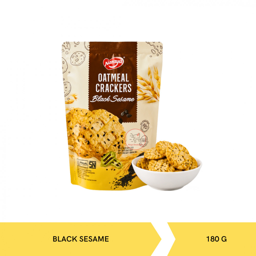 NARAYA OATMEAL CRACKERS BLACK SESAME 180GX 24