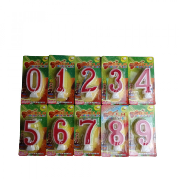 BIOLA LILIN ANGKA MERAH-PUTIH 0-9 KODE 3327-3