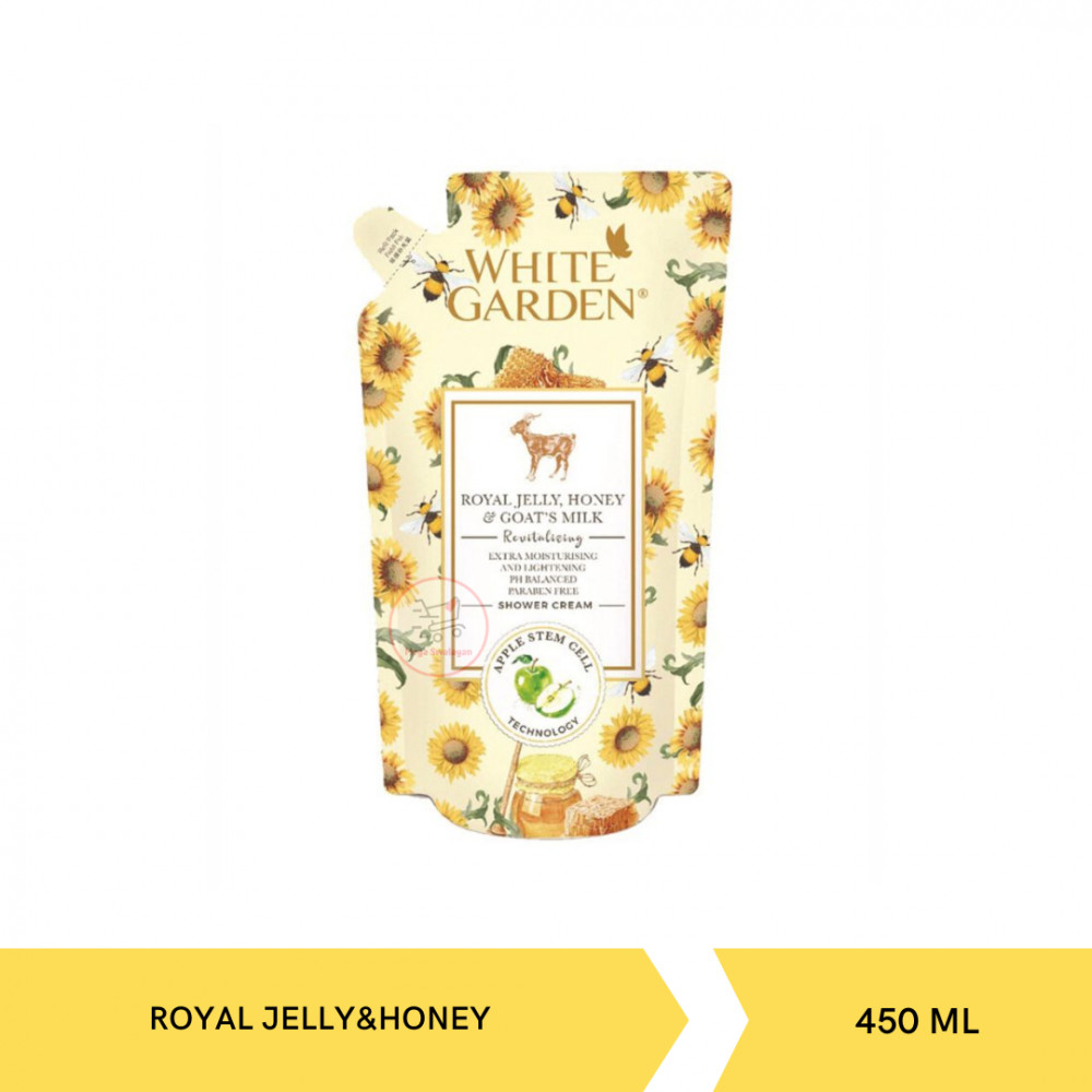 WHITE GARDEN SHOWER ROYAL JELLY&HONEY POUCH 450MLX24