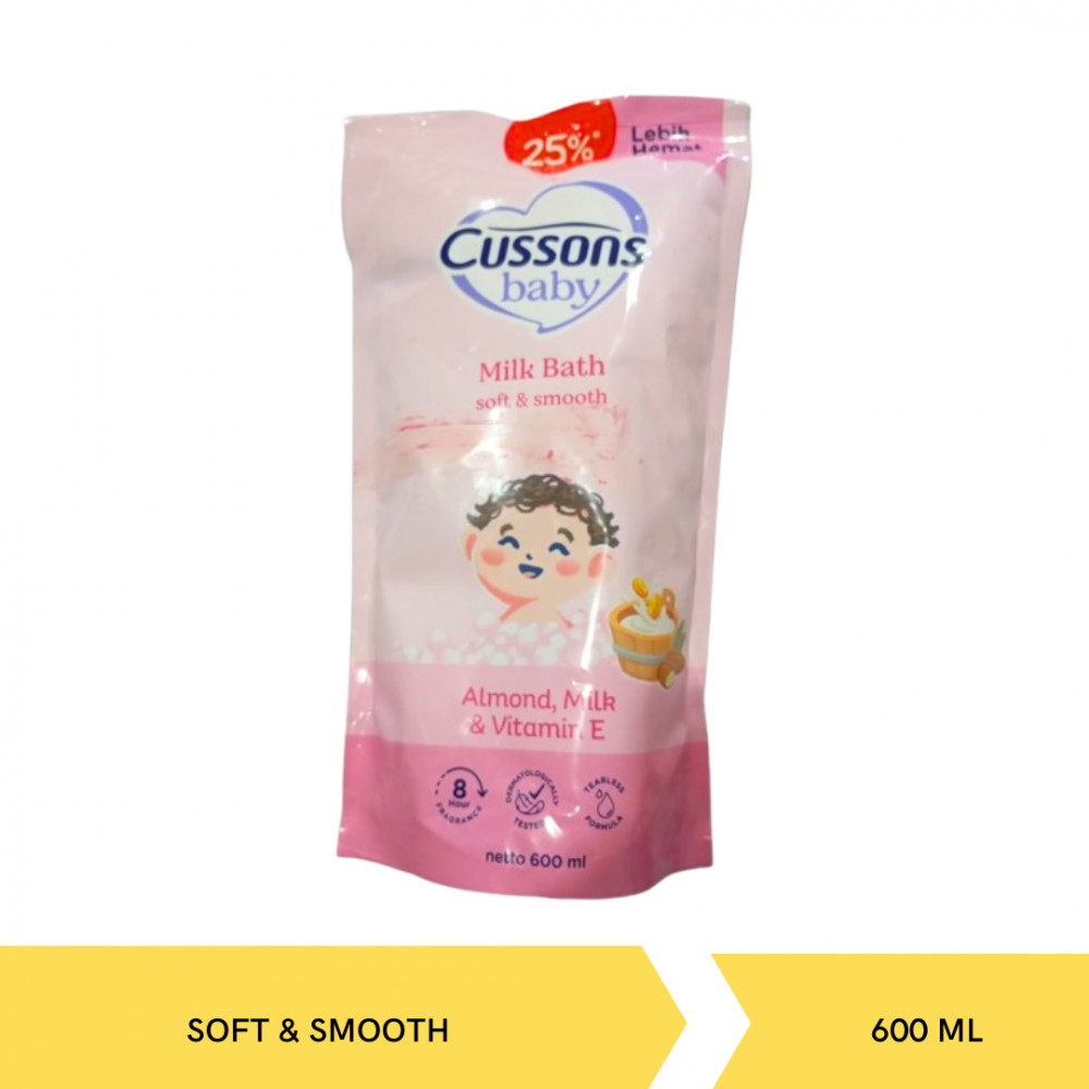 CUSSONS BABY MILKBATH SOFT&SMOOTH POUCH 600ML X 12