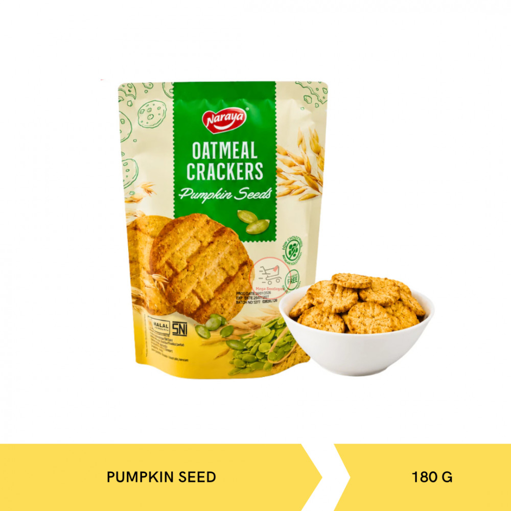 NARAYA OATMEAL CRACKERS PUMPKIN SEEDS 180GX24