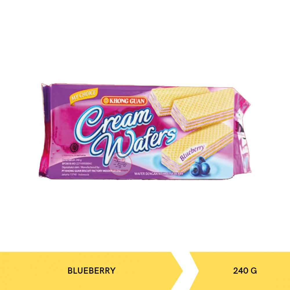 KHONGGUAN CREAM WAFER BLUEBERRY 240G X 24