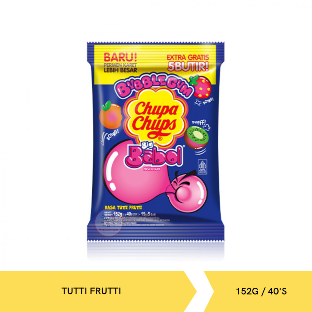 BIGBABOL BUBBLE GUM T. FRUTTI 152G/40`S X16