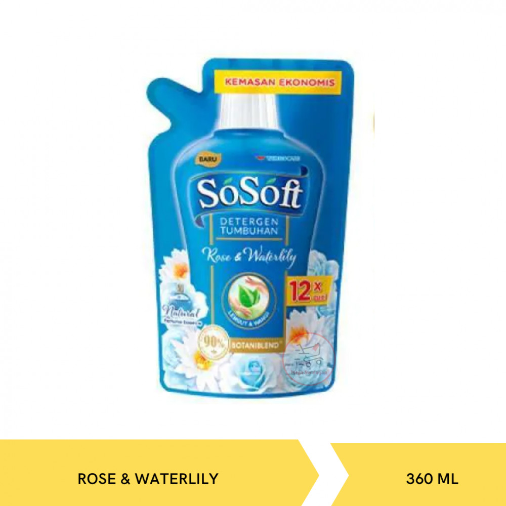 SO SOFT LIQ DET ROSE&WATERLILY POUCH 360ML X 12