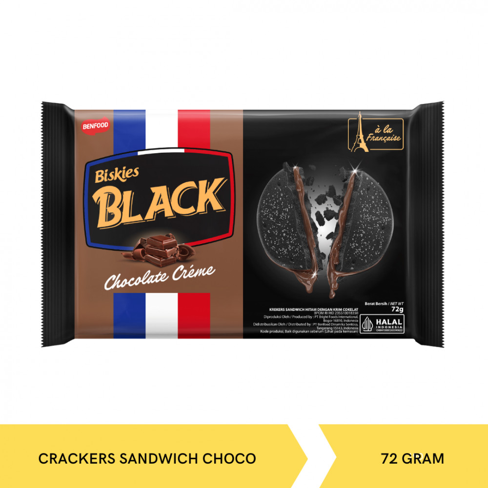 BISKIES BLACK CRACKERS SANDWICH CHOCO 72G X 24