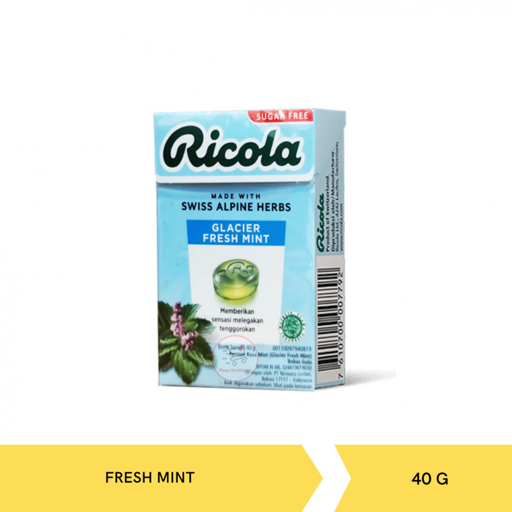 RICOLA SF CANDY GLACIER FRESH MINT 40G X 20