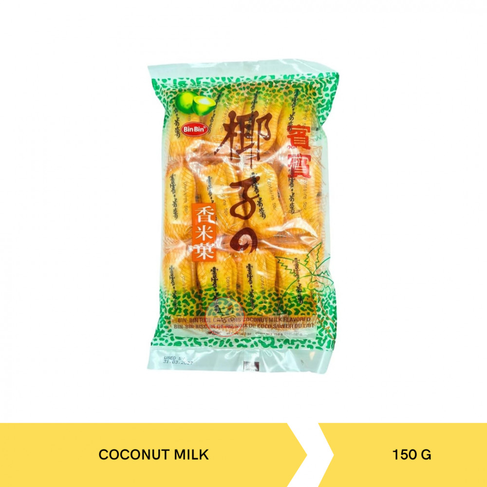 BIN BIN RICE CRACKERS COCONUT MILK 150GX20