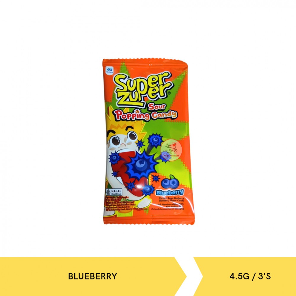 SUPER ZUPER POPPING CANDY BLUEBERRY 4.5G/3`SX 20 X6KTK