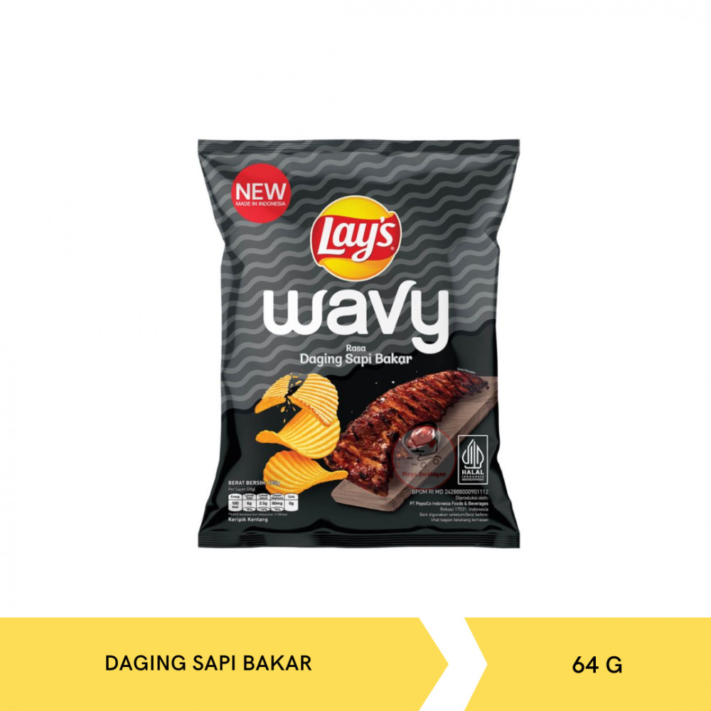 LAYS WAVY DAGING SAPI BAKAR 64G X 22