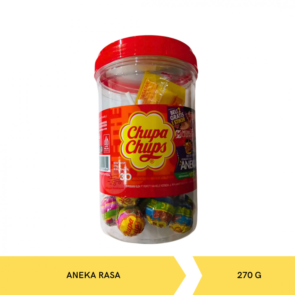 CHUPA CHUPS LOLLIPOPS ANEKA RASA JAR 270G X 8