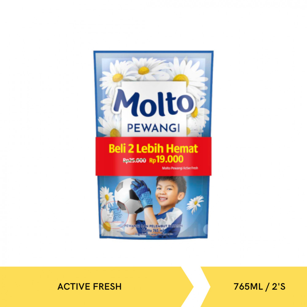 MOLTO PEWANGI ACTIF FRESH PACK 765ML/2`S X6