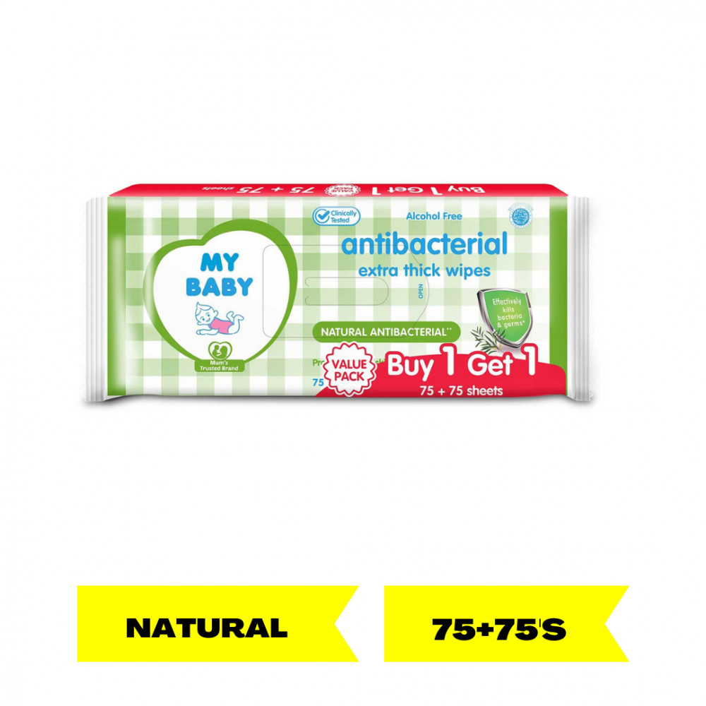 MY BABY EXT THICK WIPES ANTIBACTERIAL 75+75`S