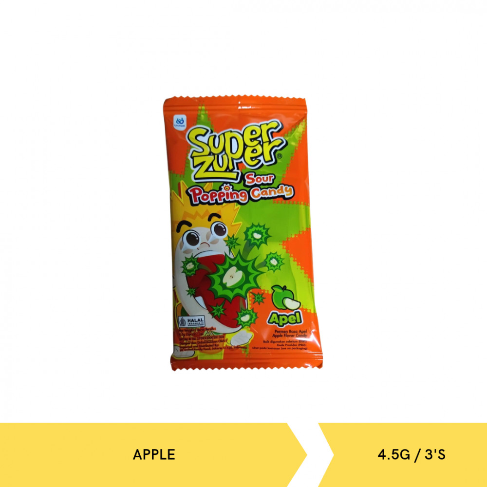 SUPER ZUPER POPPING CANDY APPLE 4.5G /3`SX 20 X 6KTK