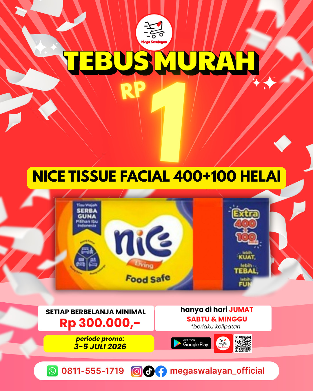🎉Belanja 300RB bisa dapat NICE TISSUE FACIAL 400+100 HELAI?!