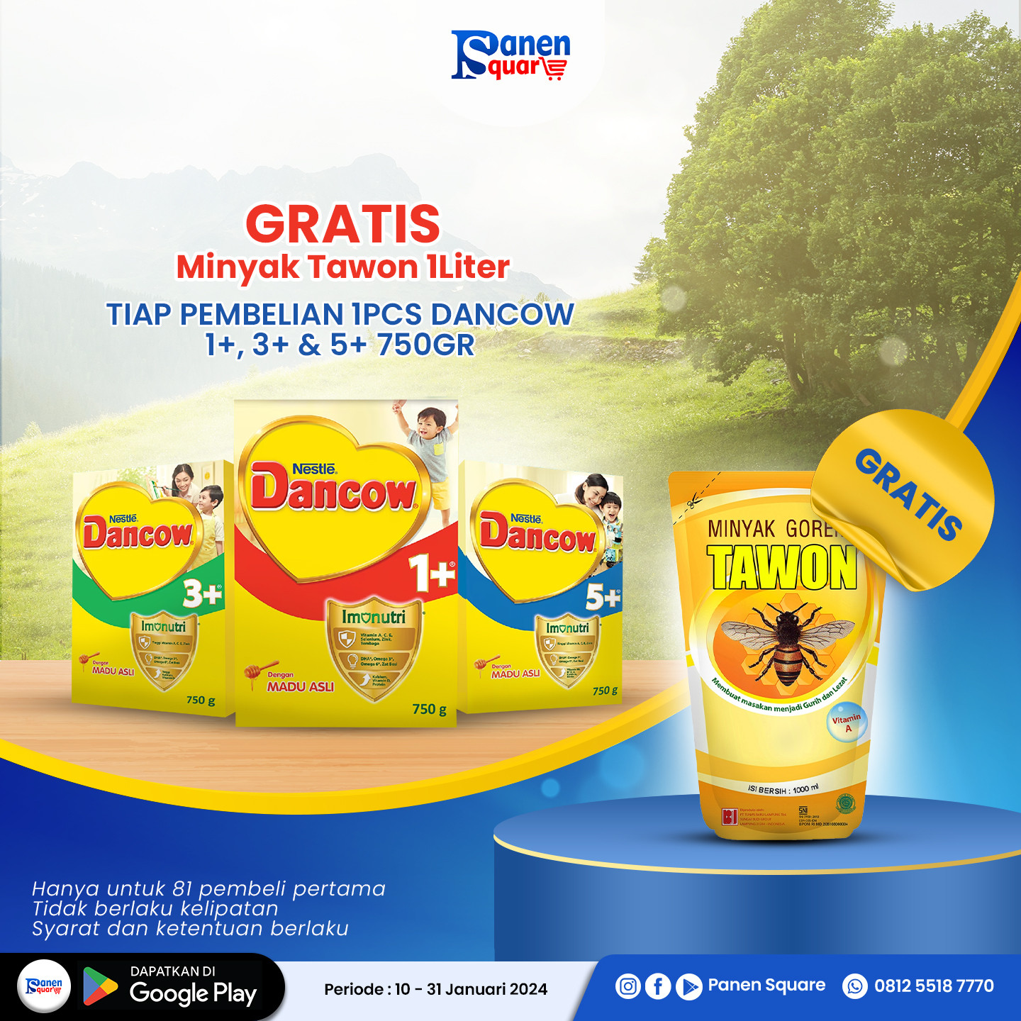 Beli Susu Dancow GRATIS Minyak Goreng tawon 1liter