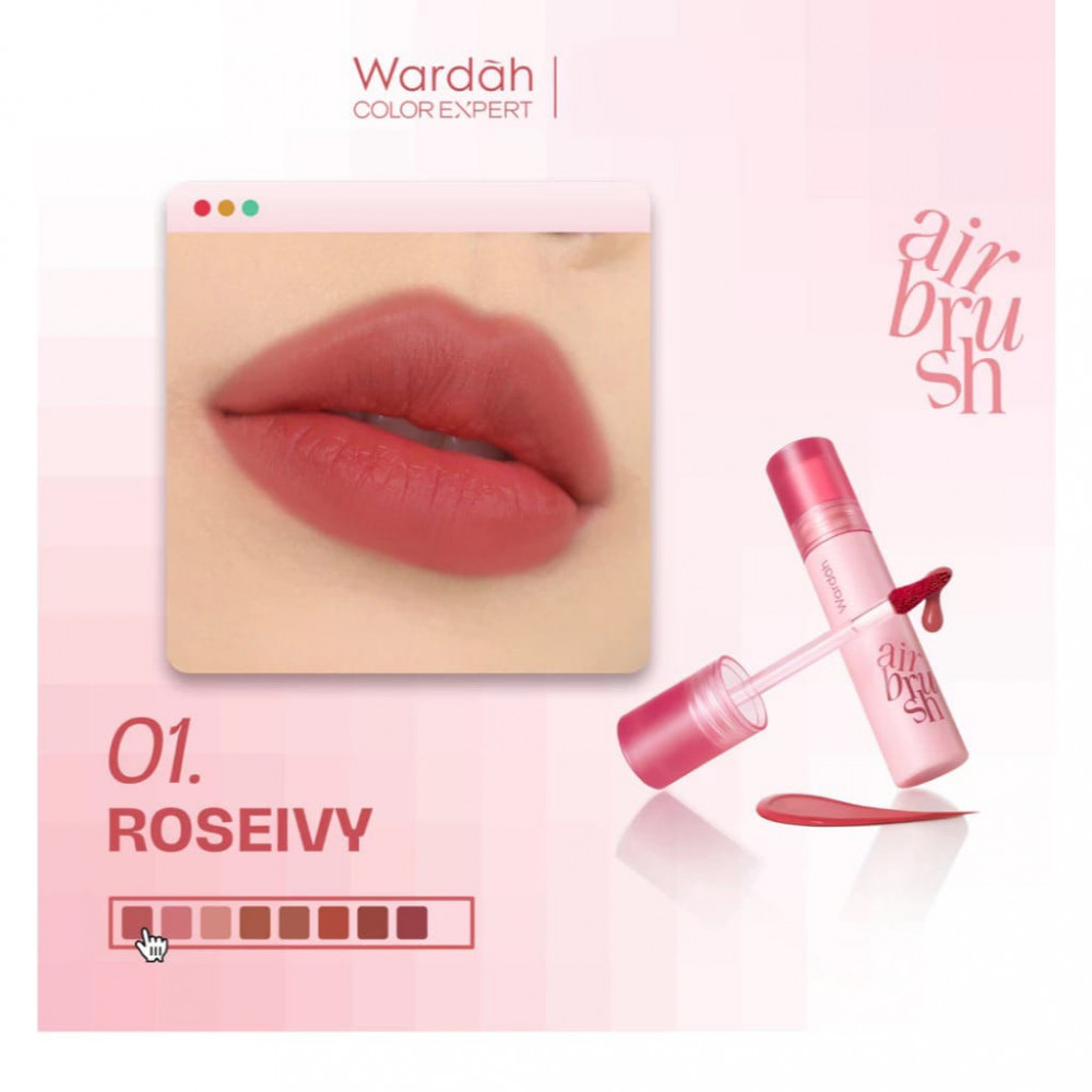 WARDAH AIRY BRUSH LIPTINT 01 ROSEIVY 3 GR