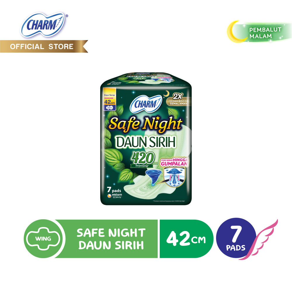 CHARM SAFE NIGHT DAUN SIRIH 42 CM ISI 7