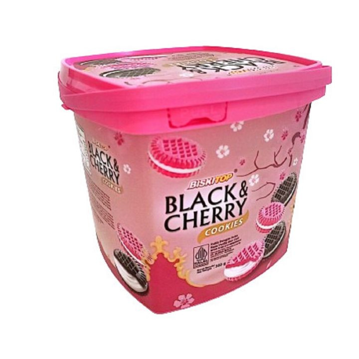 BISKITOP COOKIES BLACK & CHEERY TIN 360 GR