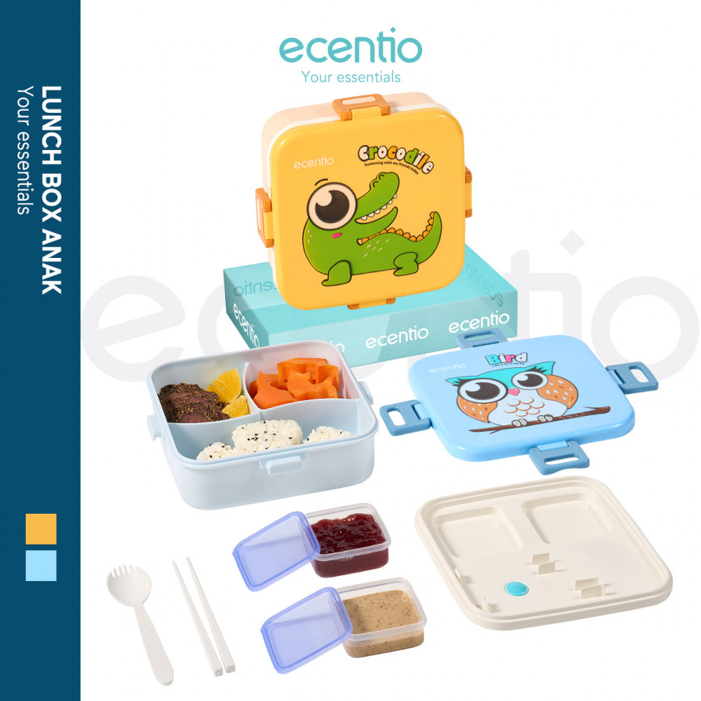 ECENTIO 1.2 L CHILDREN  CARTOON  3GRID PLASTIC LUNCH BOX