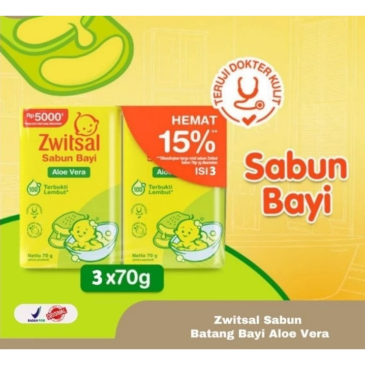 ZWITSAL SOAP ALOEVERA 3 X 70 GR