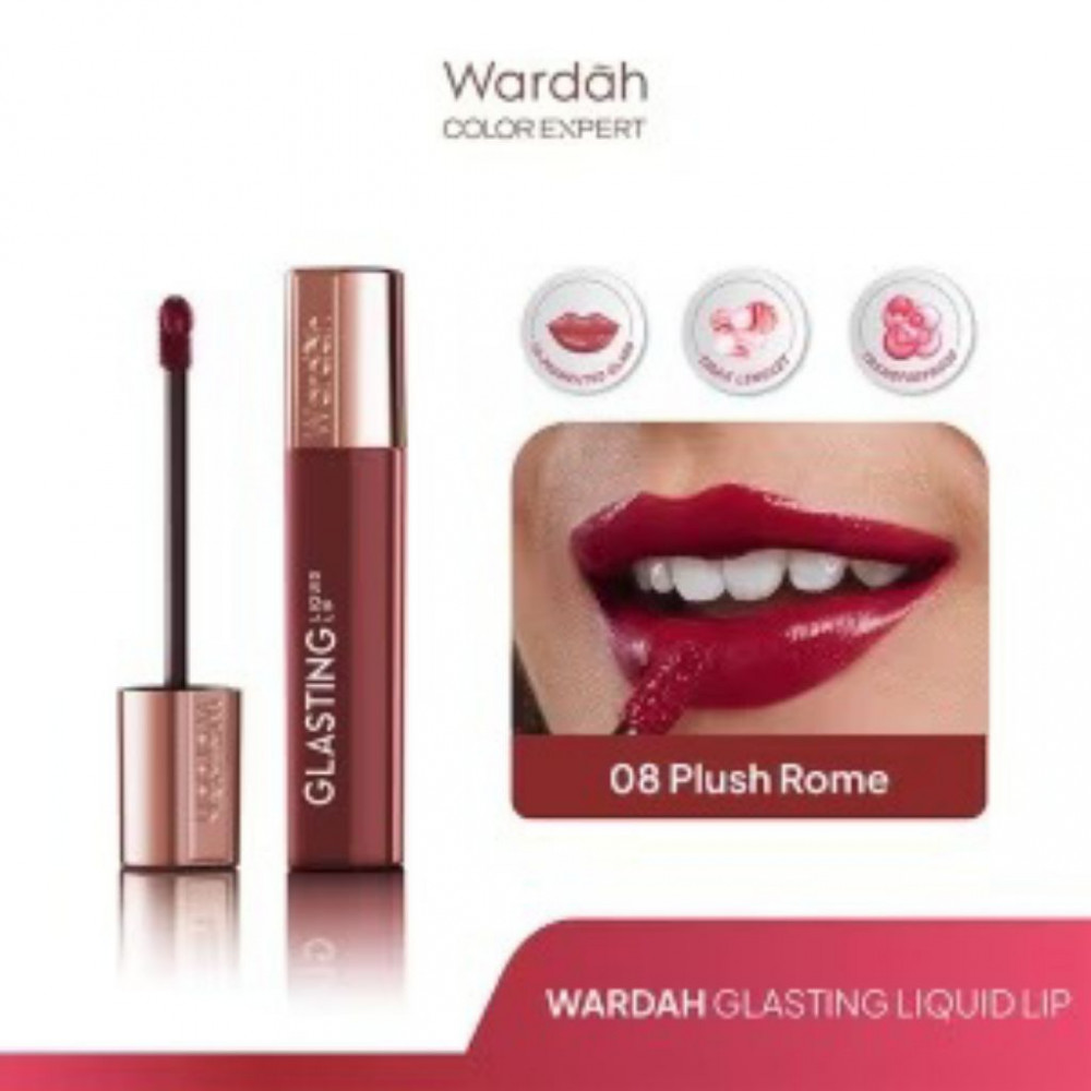 WARDAH GLASTING LIQ LIP 08 PLUSH ROME