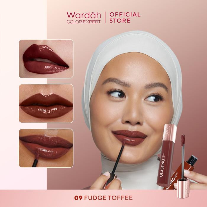 WARDAH GLASTING LIQ LIP 09 FUDGE TOFFEE
