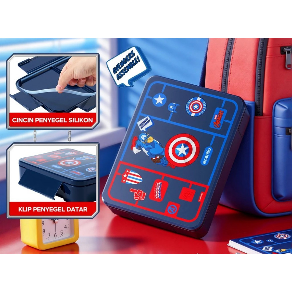 ECENTIO 700 ML CHILDREN PLASTIC SNACK BOX CAPTAIN AMERICA
