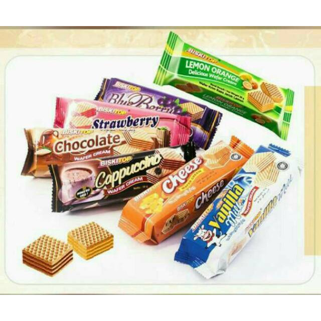 BISKITOP WAFER CREAM  BLUE BERY 30 G