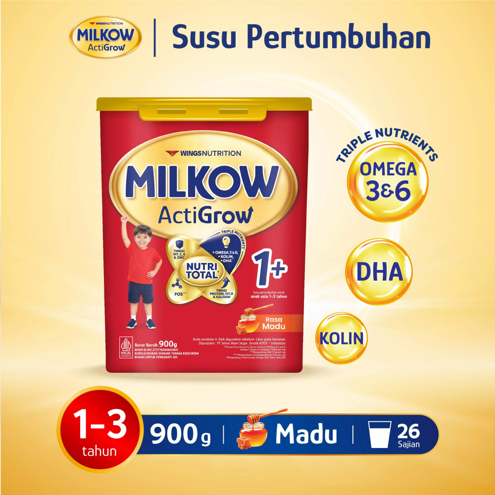 MILKOW ACTIGROW 1+ MADU TOPLES 900 GR