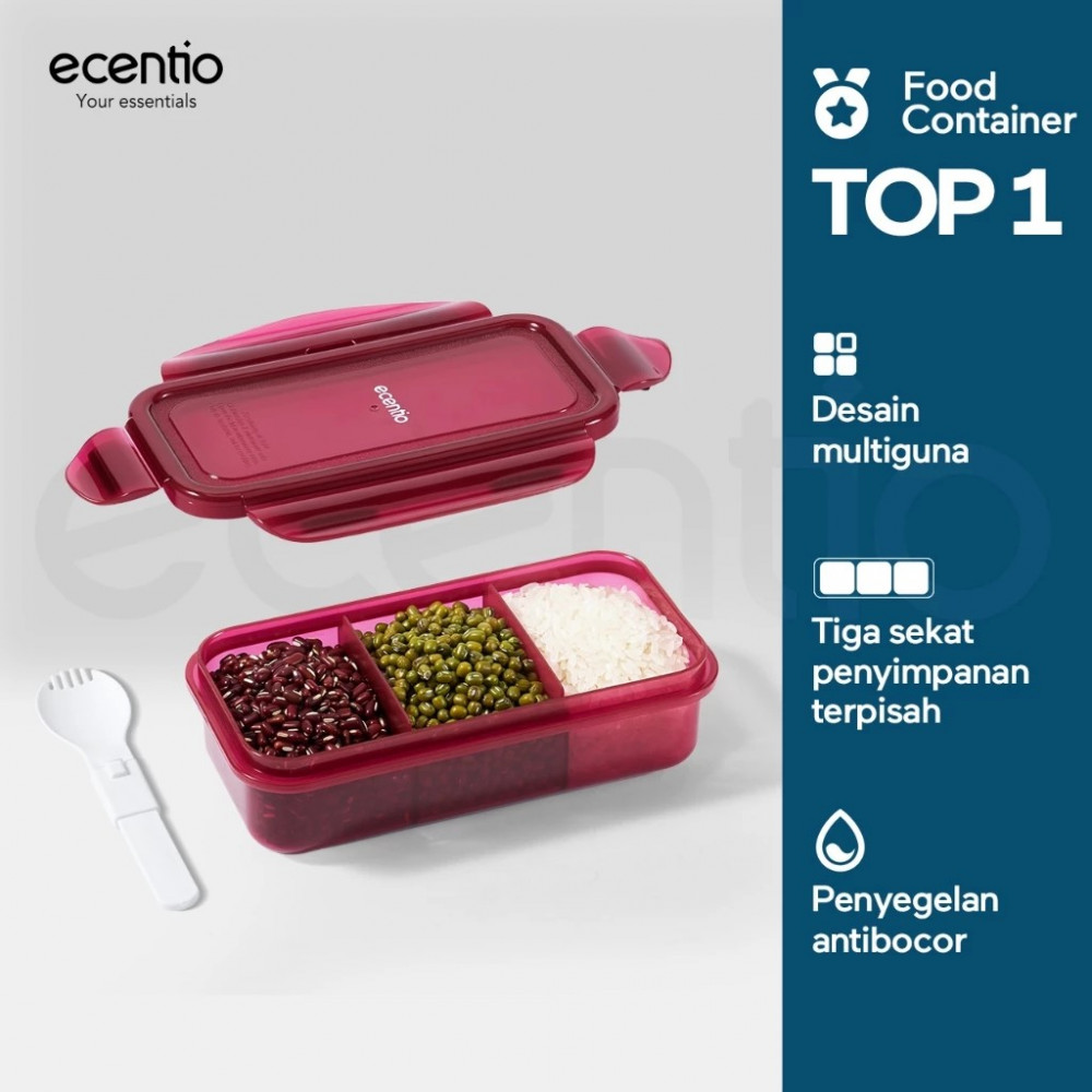 ECENTIO 420 ML FOOD CONTAINER SNACK BOX RED