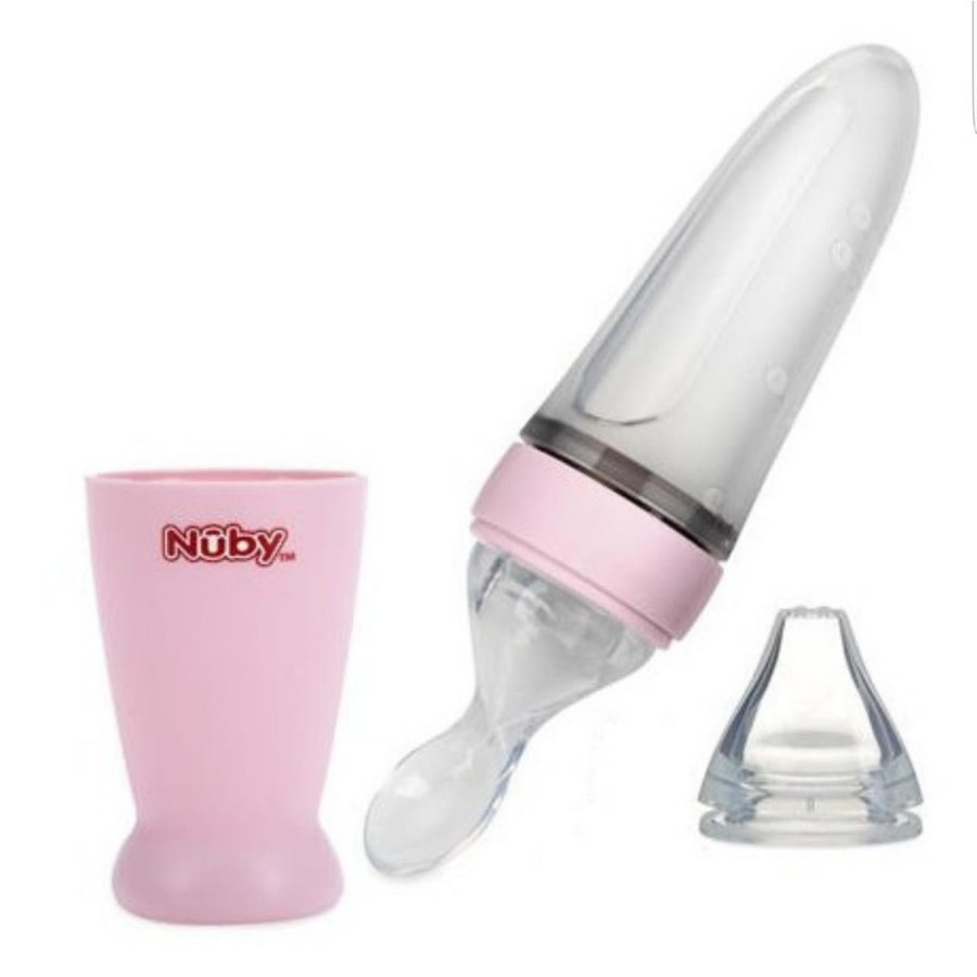 NUBY ALL SILICONE SQUEEZE FOOD FEEDER PINK NB220