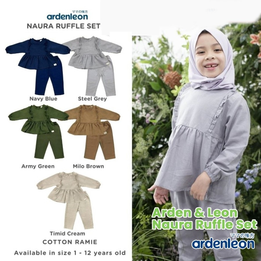 ARDENLEON NAURA RUFFLE SET ARMY GREEN 3-4 Y