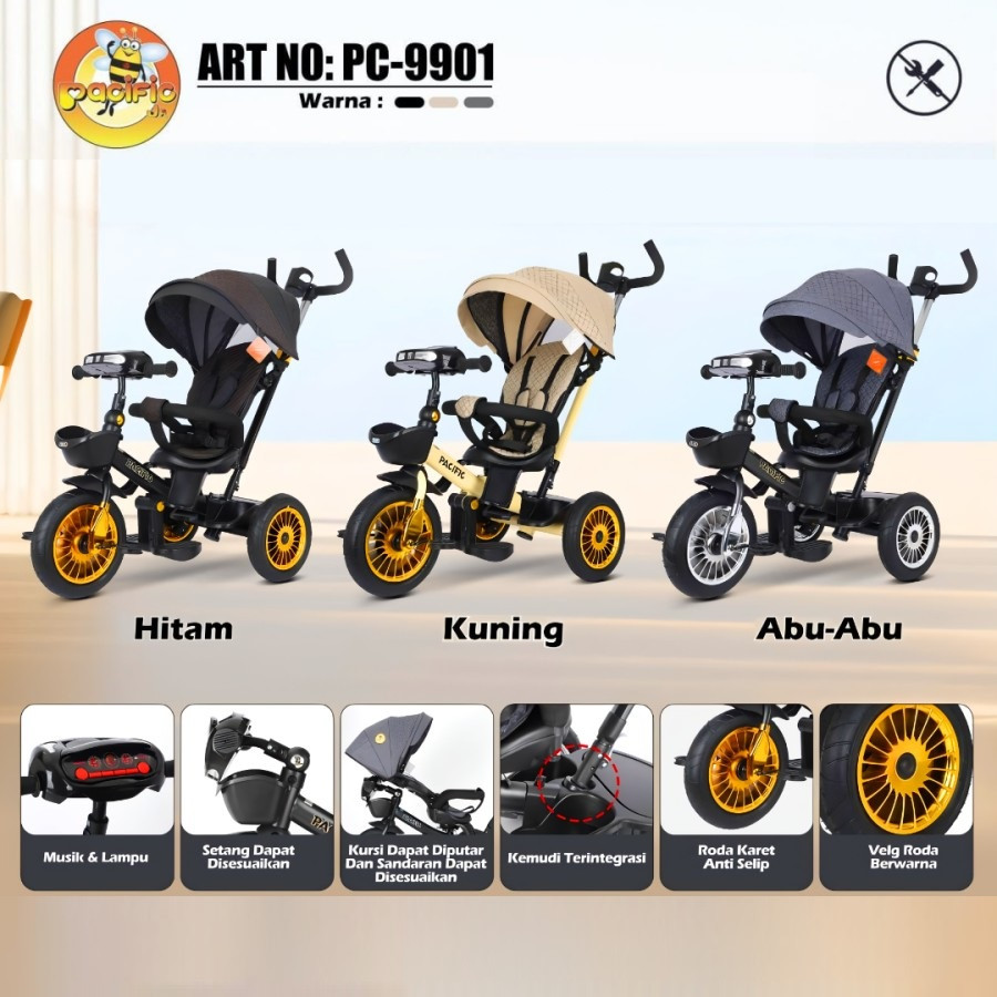 PACIFIC TRICYCLE PC-9901 (4 IN 1) GREY