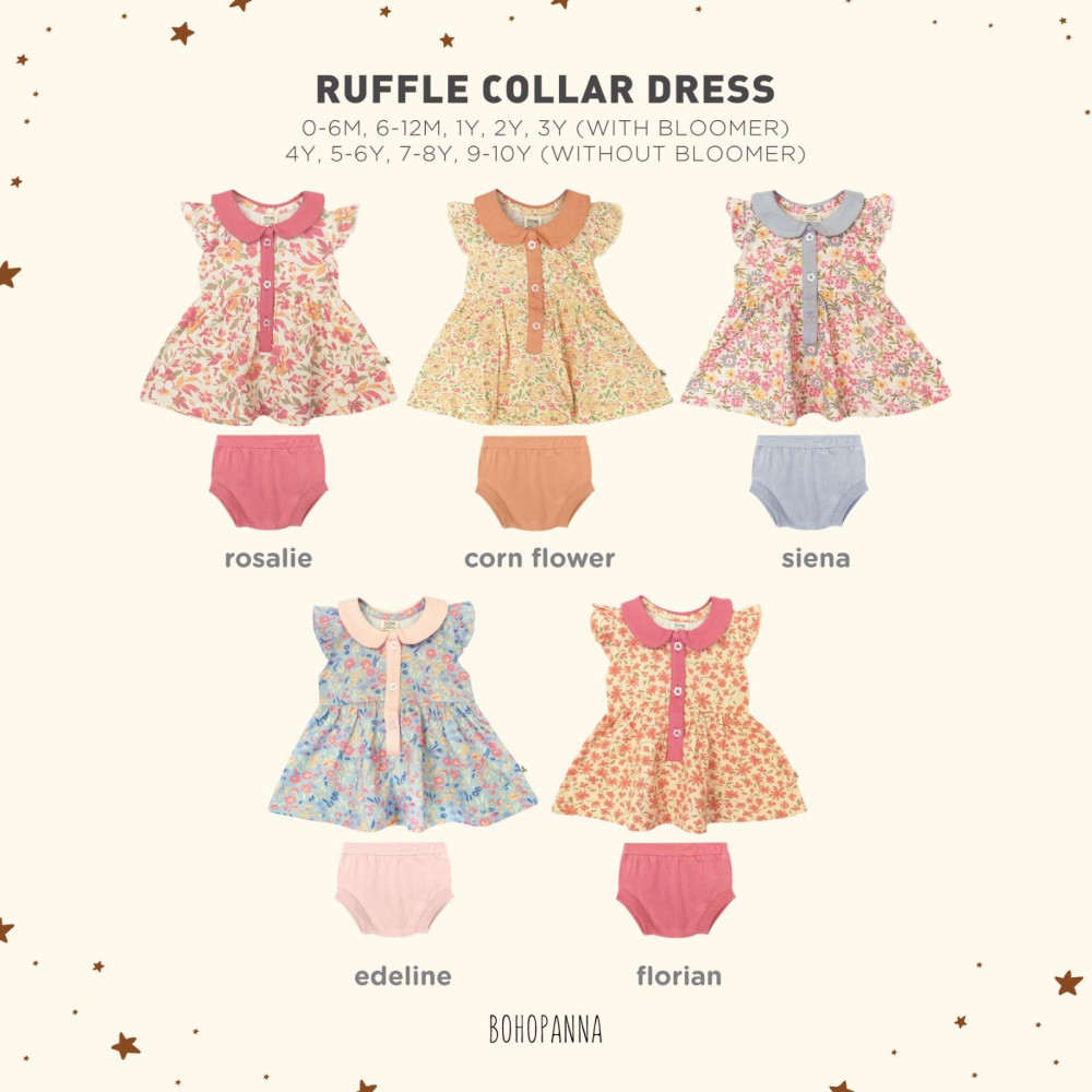 BOHO RUFFLE COLLAR DRESS CORN FLOWER2Y