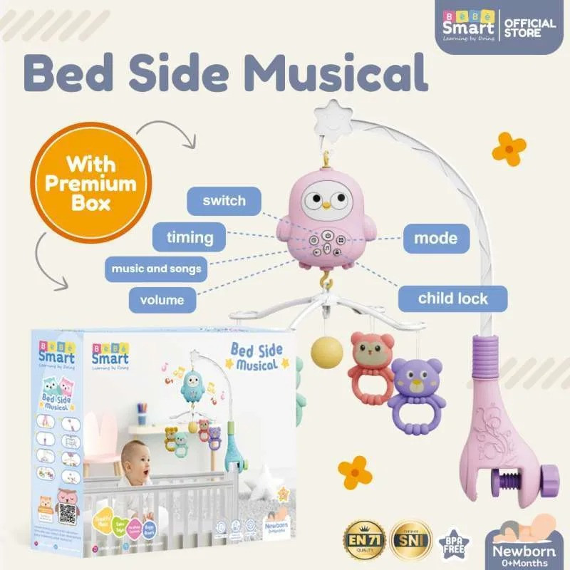 BEBE SMART BED SIDE MUSICAL PINK BBS 25202