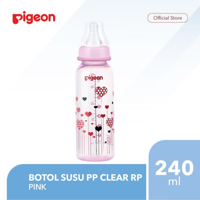 PIGEON BTL PP CLEAR RP 240ML PINK W S-TYPE PR010811