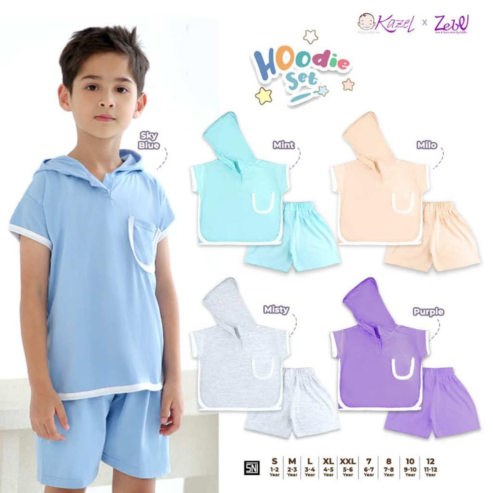 KAZEL X ZEBE HOODIE SET POCKET PDK UNISEX MISTY XL