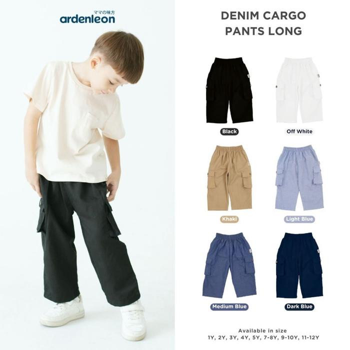 ARDENLEON DENIM CARGO PANTS LONG DARK BLUE 5-6Y
