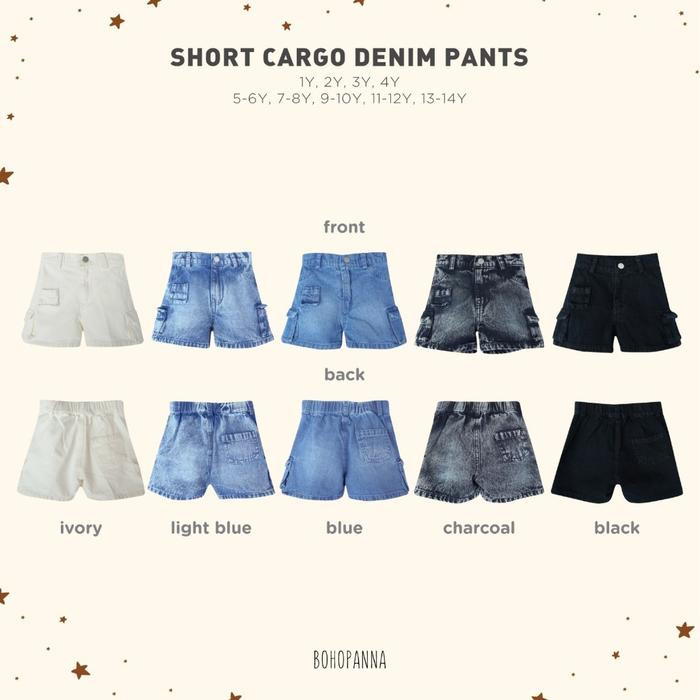 BOHO SHORT CARGO DENIM PANTS IVORY 4Y