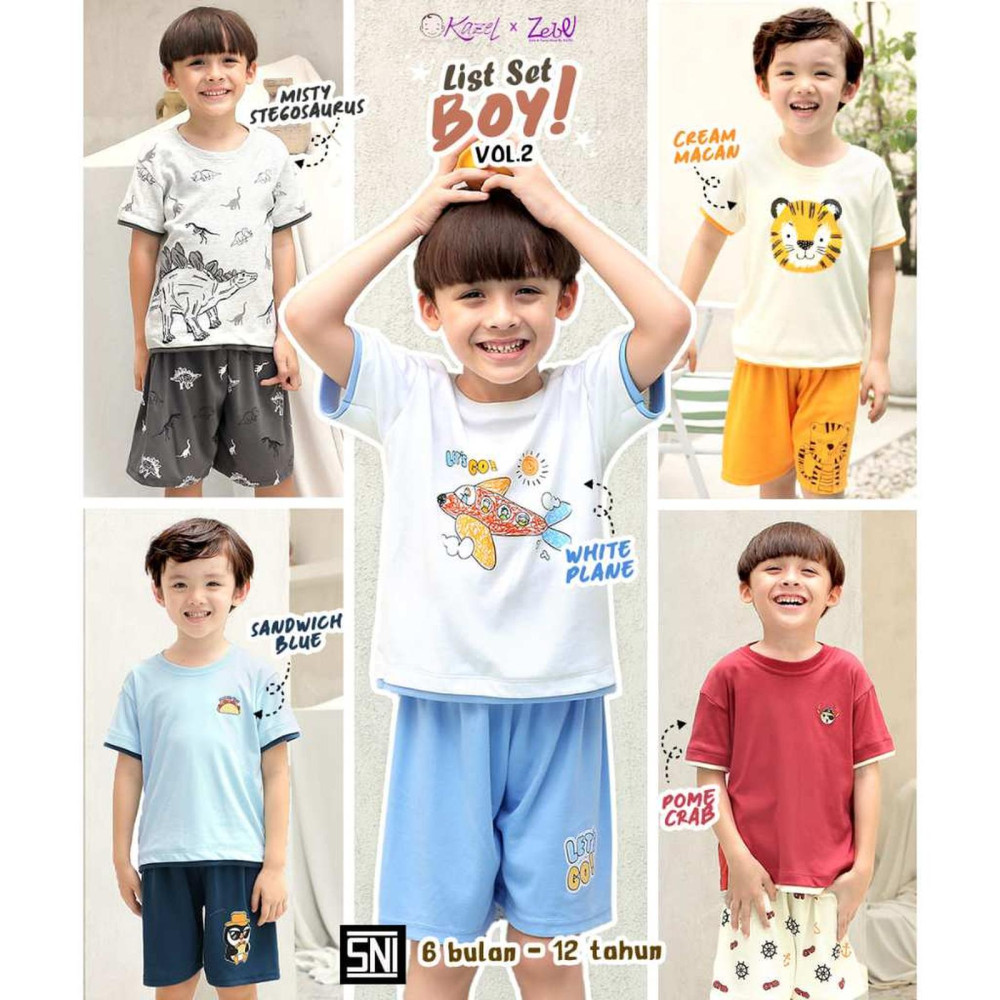 KAZEL X ZEBE LIST SET PENDEK VOL 2 BOY CREAM MACAN M