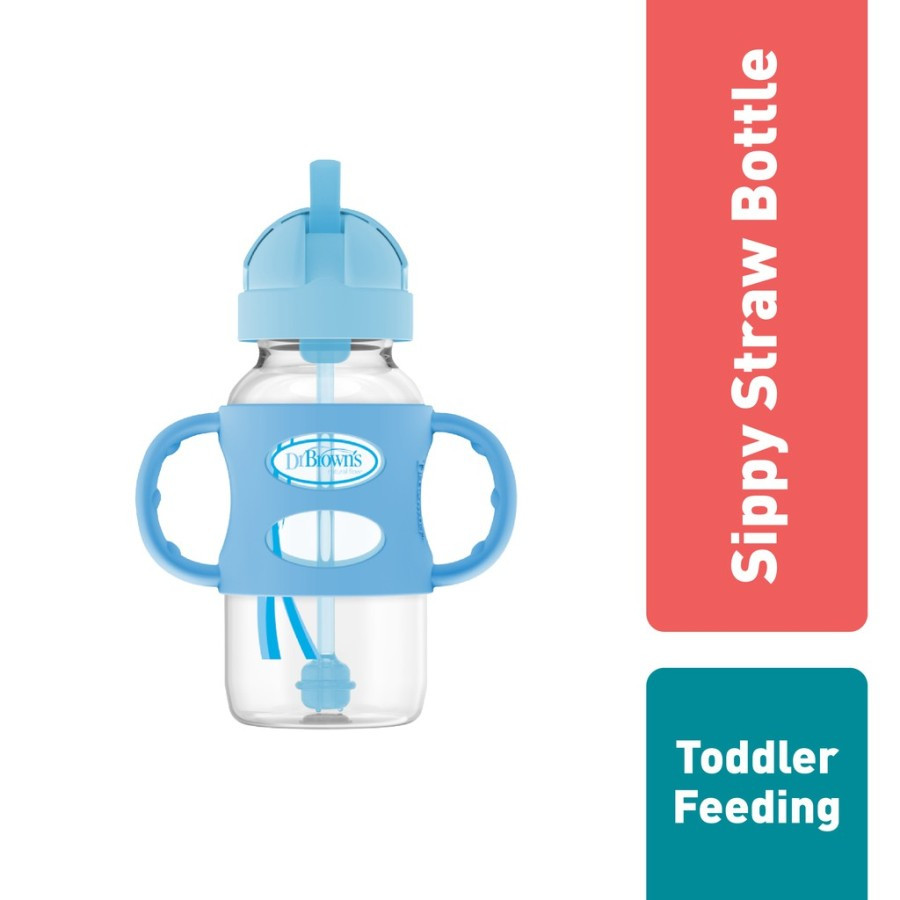 DR BROWN`S WIDENECK SIPPY STRAW BOTTLE BLUE 270ML 9102INTLX