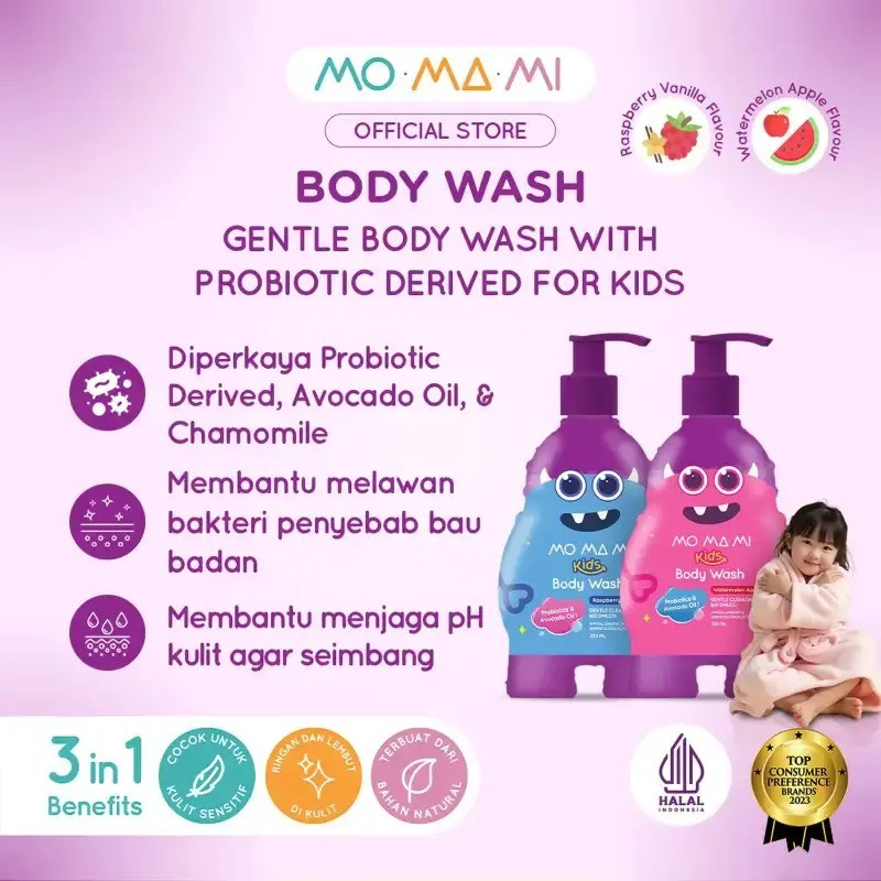 MO MA MI KIDS BODYWASH RASPBERRY VANILLA 250ML