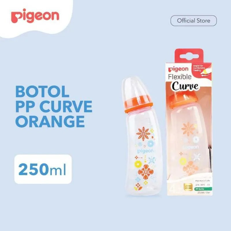 PIGEON BTL PP CURVE 250ML ORANGE W/S