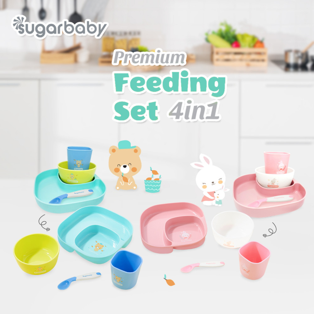 SUGAR BABY PREMIUM FEEDING SET 4IN1 PINK