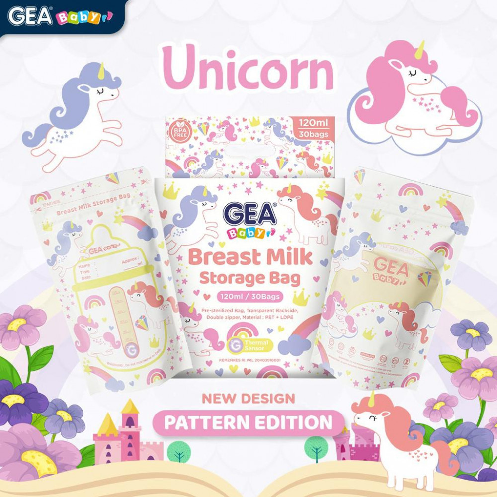 GEABABY BREASTMILK STORAGE 120ML UNICORN WHITE