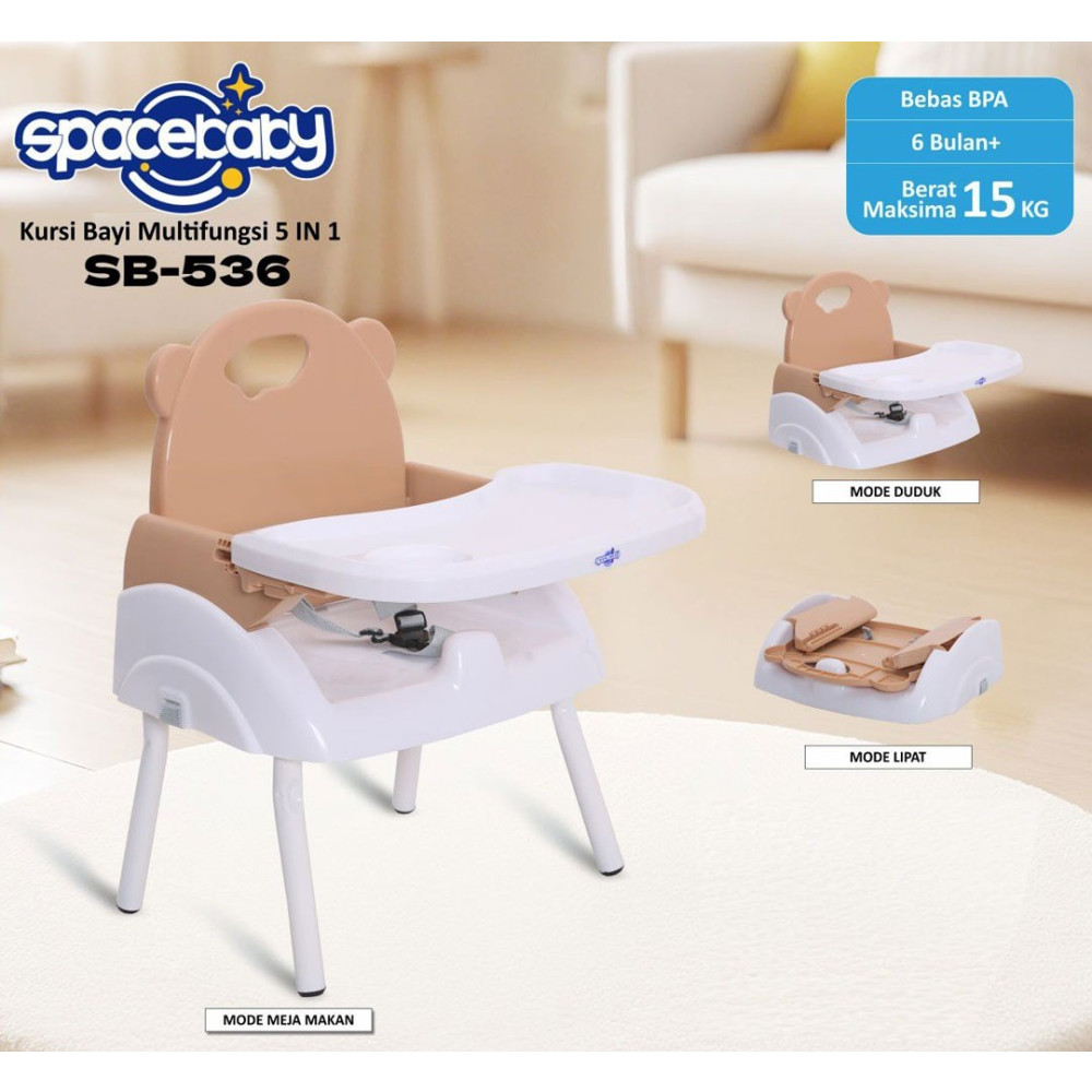 SPACEBABY FOLDING BOOSTER SEAT SB-536 (5 IN 1) COKLAT