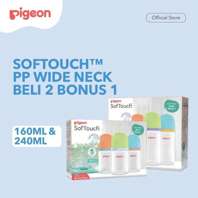 PIGEON PAKET B2G1 BOTOL BPP WIDE NECK 240ML W/SOFTOUCH NIPPLE
