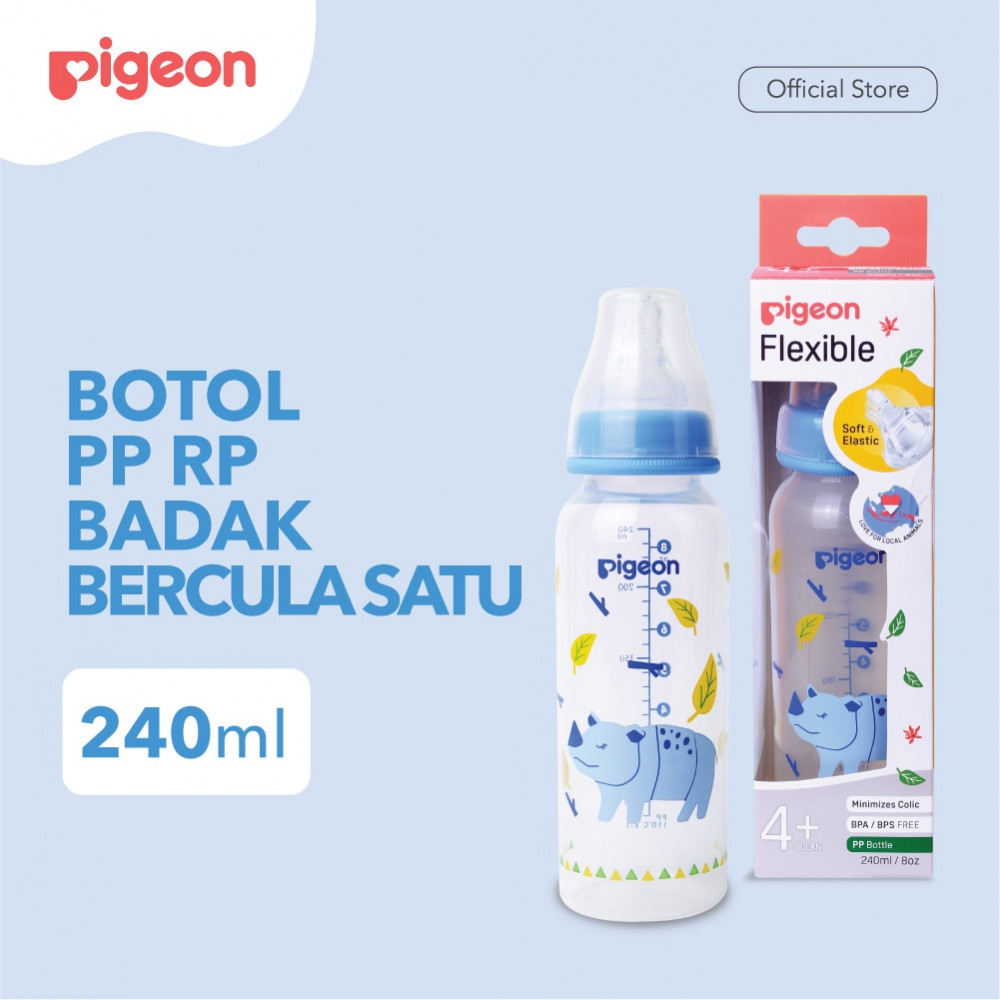 PIGEON BOTOL PP RP 240ML BADAK BERCULA SATU W/S NIPPLE