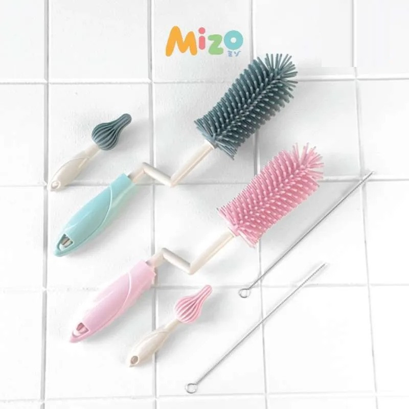 MIZO SILICONE BOTTLE NIPPLE STRAW CLEANING BRUSH SET GREEN