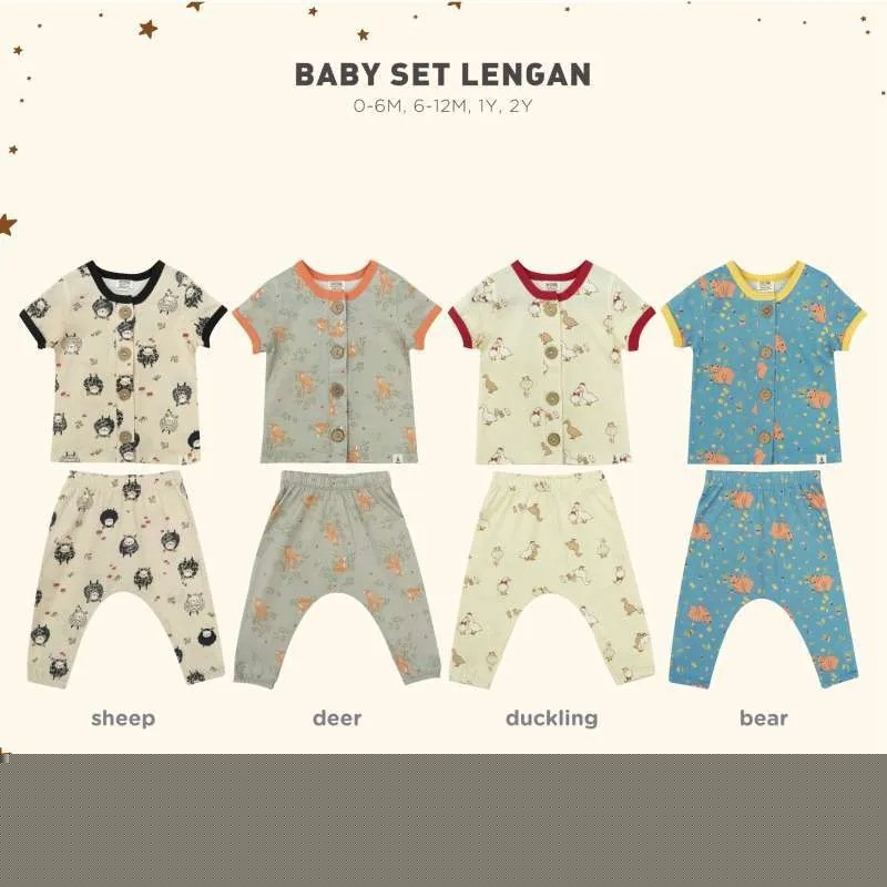 BOHO BABY SET LENGAN BEAR 6-12M